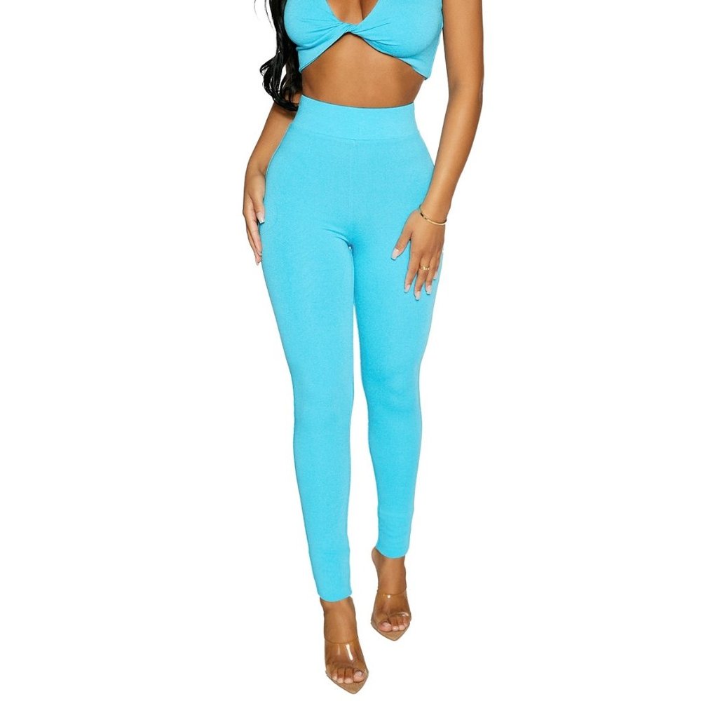 Naked Wardrobe THE NW LEGGINGS High Waisted Ocean Blue